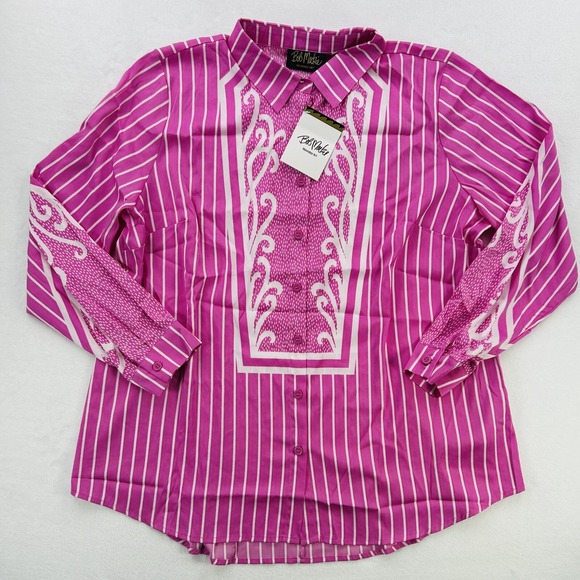 Mackie Tops - Bob Mackie Shirt Womens Extra Large Pink Button Up Western Cowboy Ladies NEW!